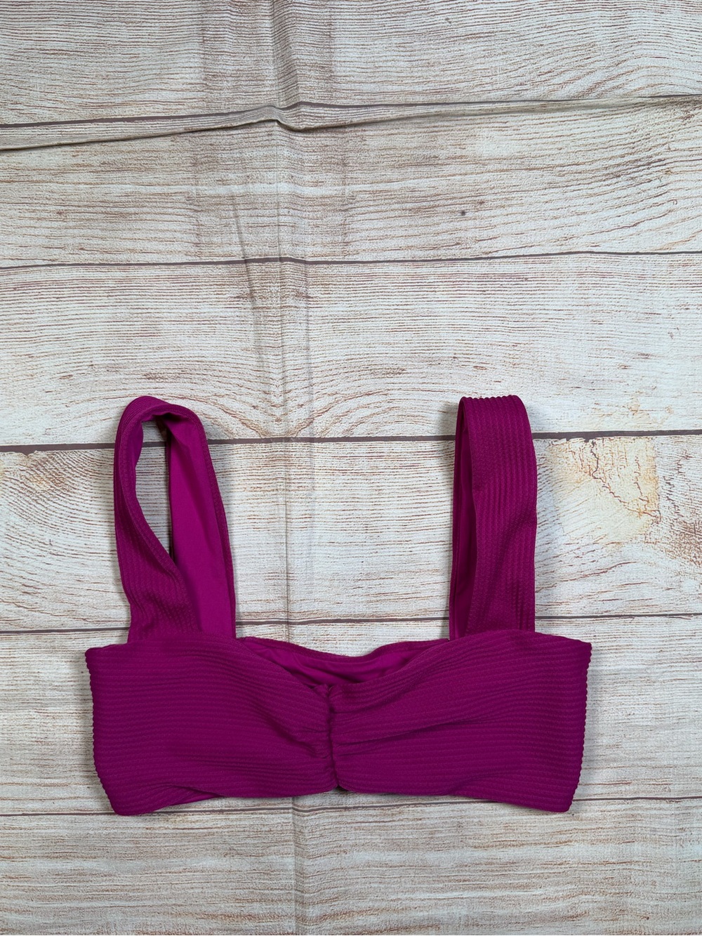 l*space Ribbed Bandeau Bikini Top‎ in Magenta Pink